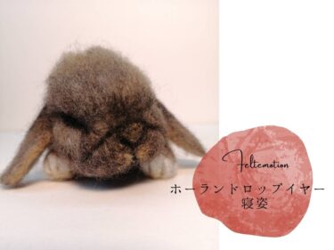 【ウサギ／ホーランドロップイヤー・寝姿】羊毛フェルトぬいぐるみ・オーダーメイド
