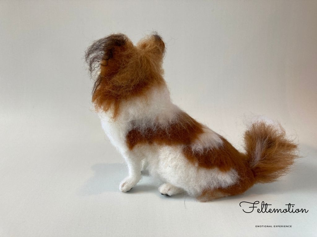 パピヨン／おすわり】羊毛フェルトぬいぐるみ・オーダーメイド