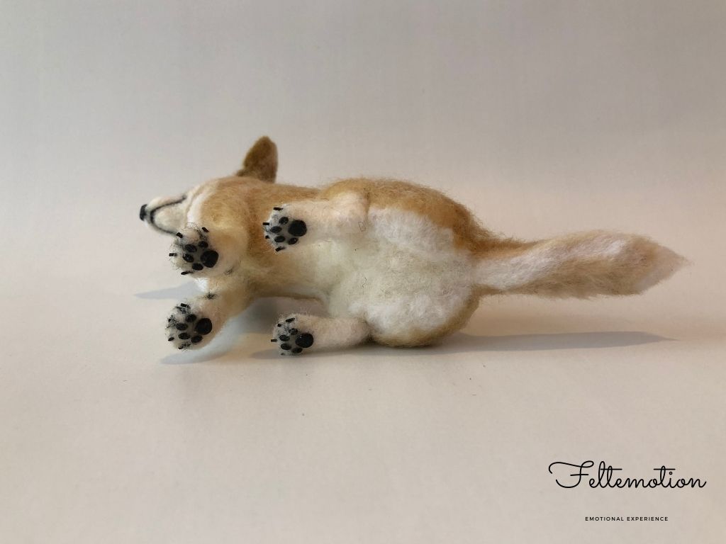 ミックス犬／茶色・おすわり】羊毛フェルトぬいぐるみ・オーダー